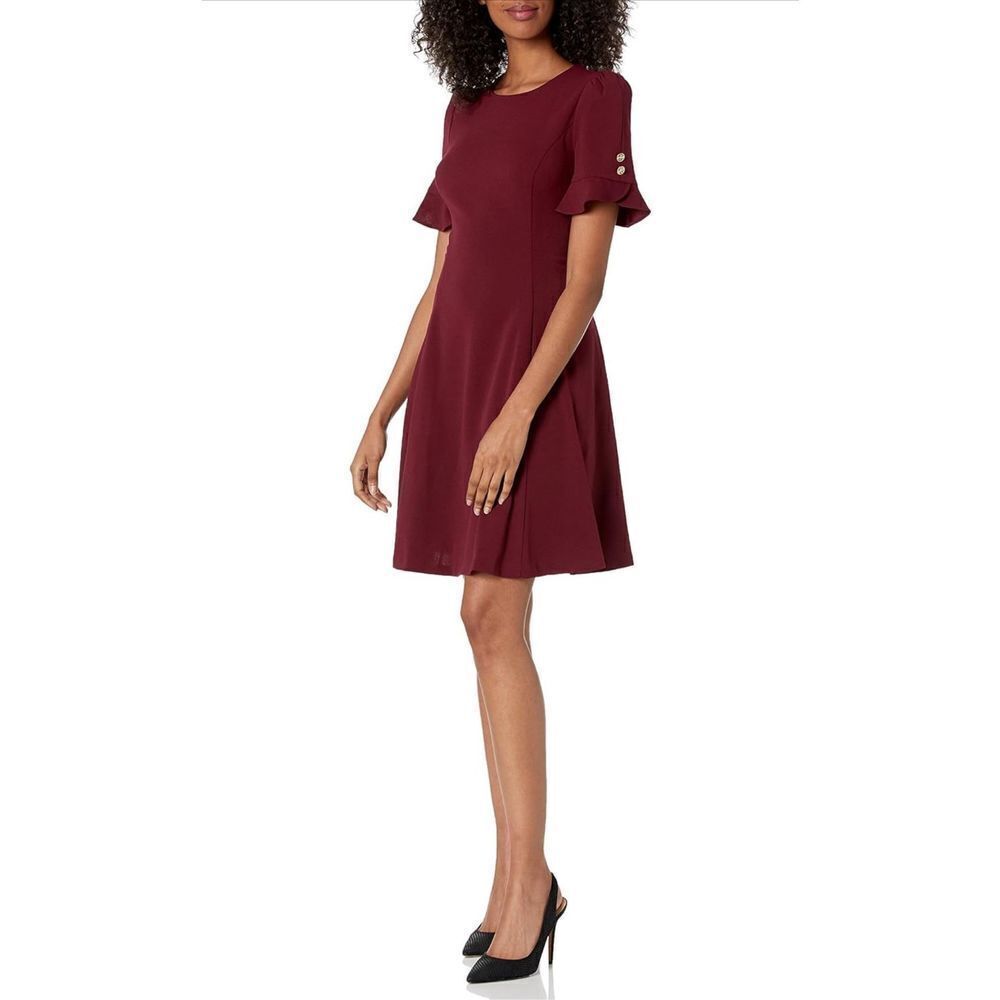 NEW DKNY Flounce Sleeve Fit & Flare Dress 14